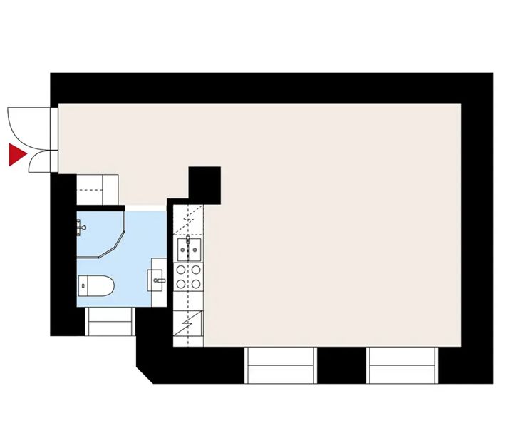 32,5 m² / 5. krs Rikhardinkatu 1 sisäpiha