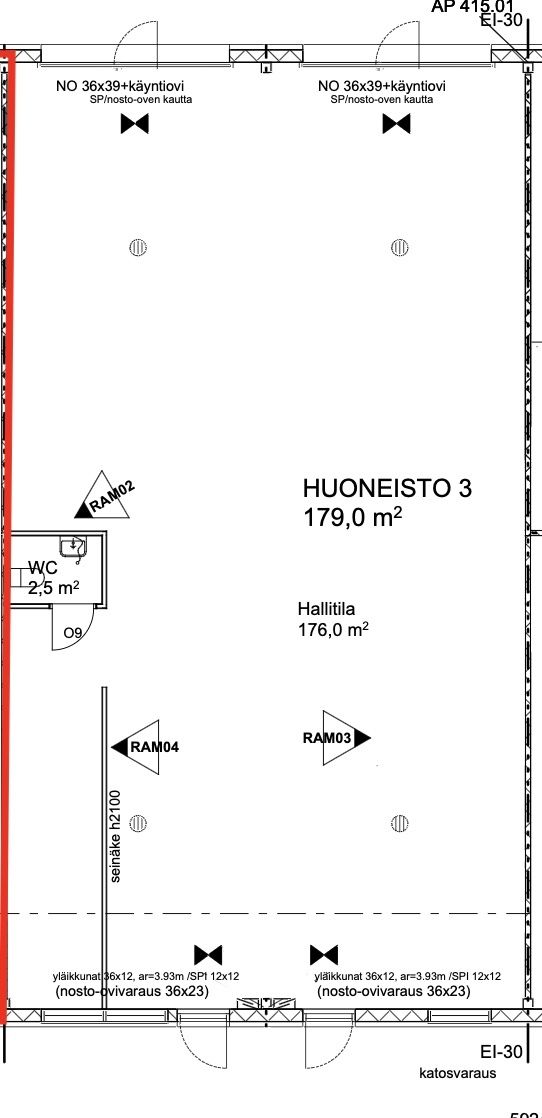 Tilassa on kaksi nosto-ovea